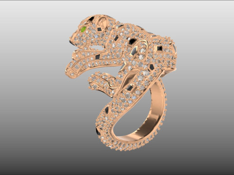 Panther diamound ring 3D Print Model