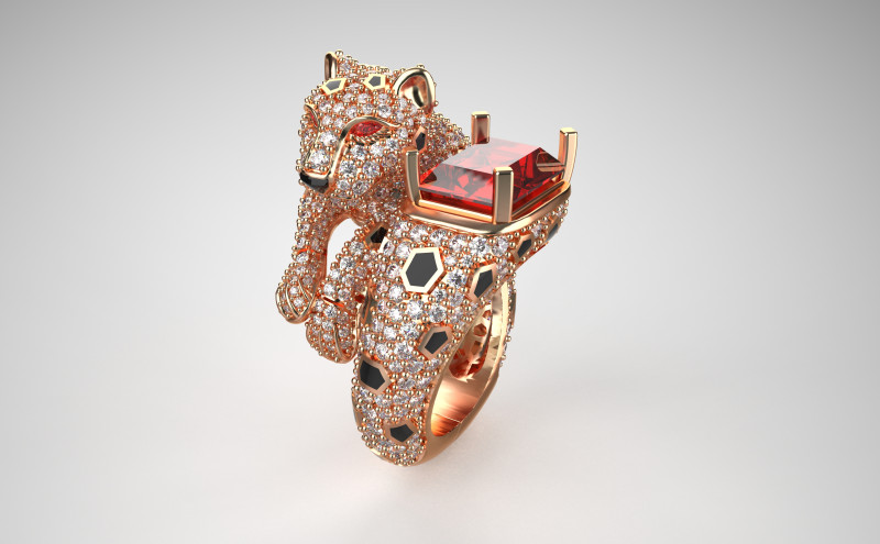 Panther ring diamound model Model Cetak 3D .c4d .max .obj .3ds .fbx .stl .blend 