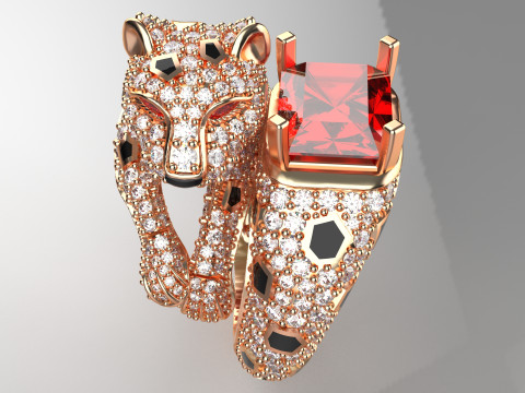 Panther ring diamound model Model Cetak 3D