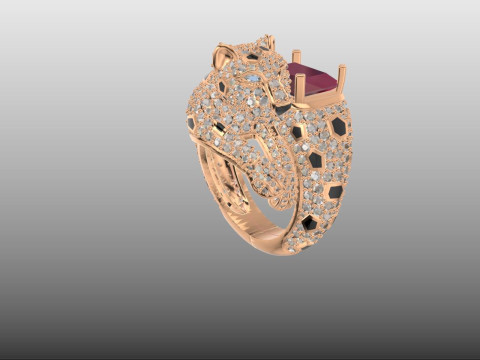 Panther ring diamound model Model Cetak 3D