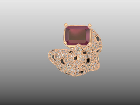 Panther ring diamound model Model Cetak 3D