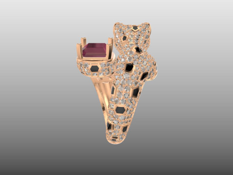 Panther ring diamound model Model Cetak 3D