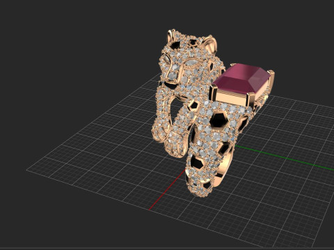 Panther ring diamound model Model Cetak 3D