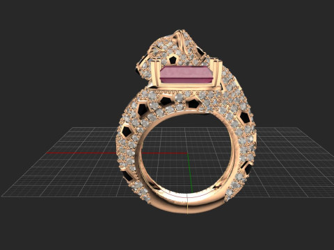 Panther ring diamound model Model Cetak 3D