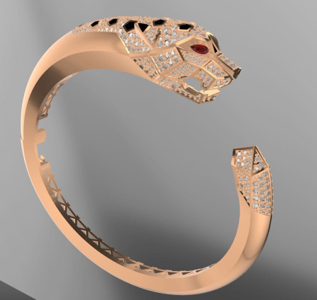 Panther bracelet diamound model 3D Print Model .c4d .max .obj .3ds .fbx .stl .blend