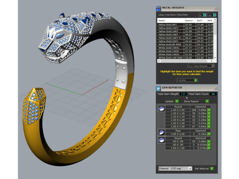 Panther bracelet diamound model 3D Print Model