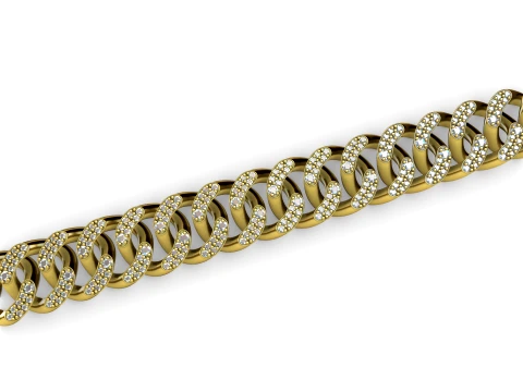 Catena cubana di diamanti con bracciale inferiore in pizzo Modello di stampa 3D