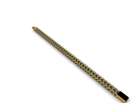 Diamond Cuban Chain with Lace Bottom Bracelet 3D Print Model