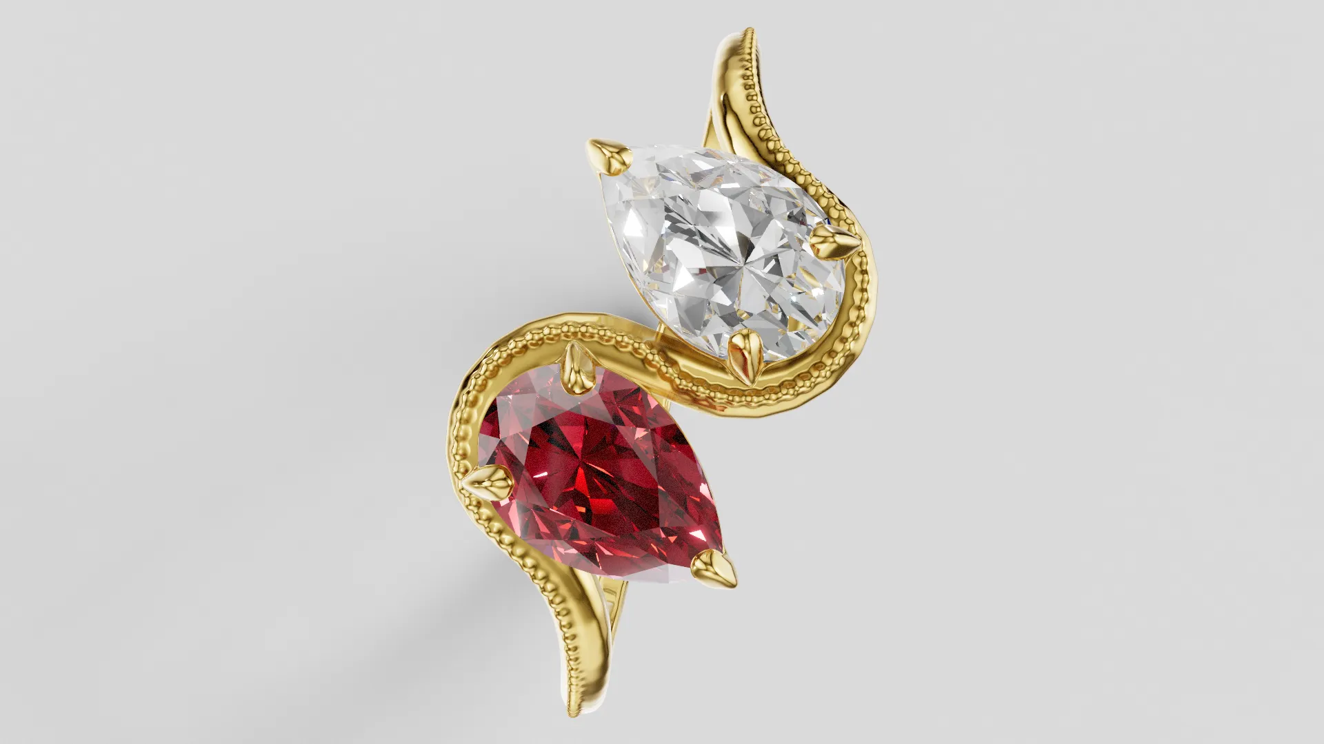 Duovelle Toi Et Moi Ring 3D Print Model .c4d .max .obj .3ds .fbx .stl .blend 