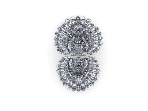Mugdha Mayur Earrings Pendant Set 3D Model