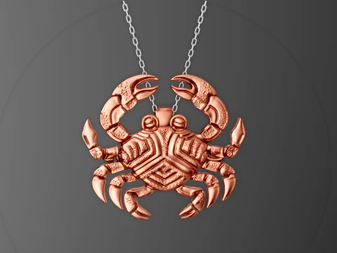 Golden Crab Pendant and Brooch 3D Modell