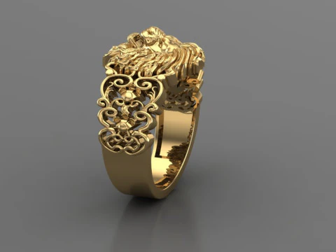 Lion ring 3D Print Model
