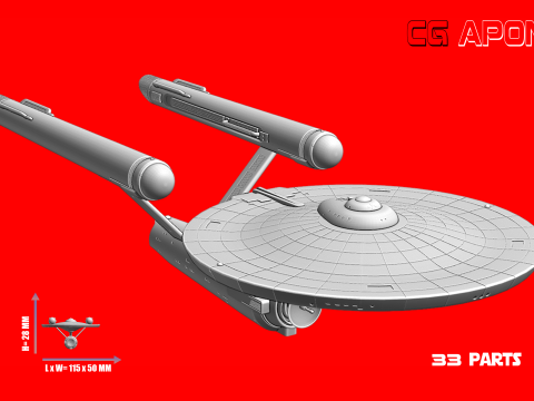 USS Enterprise NCC-1701 Model Cetak 3D