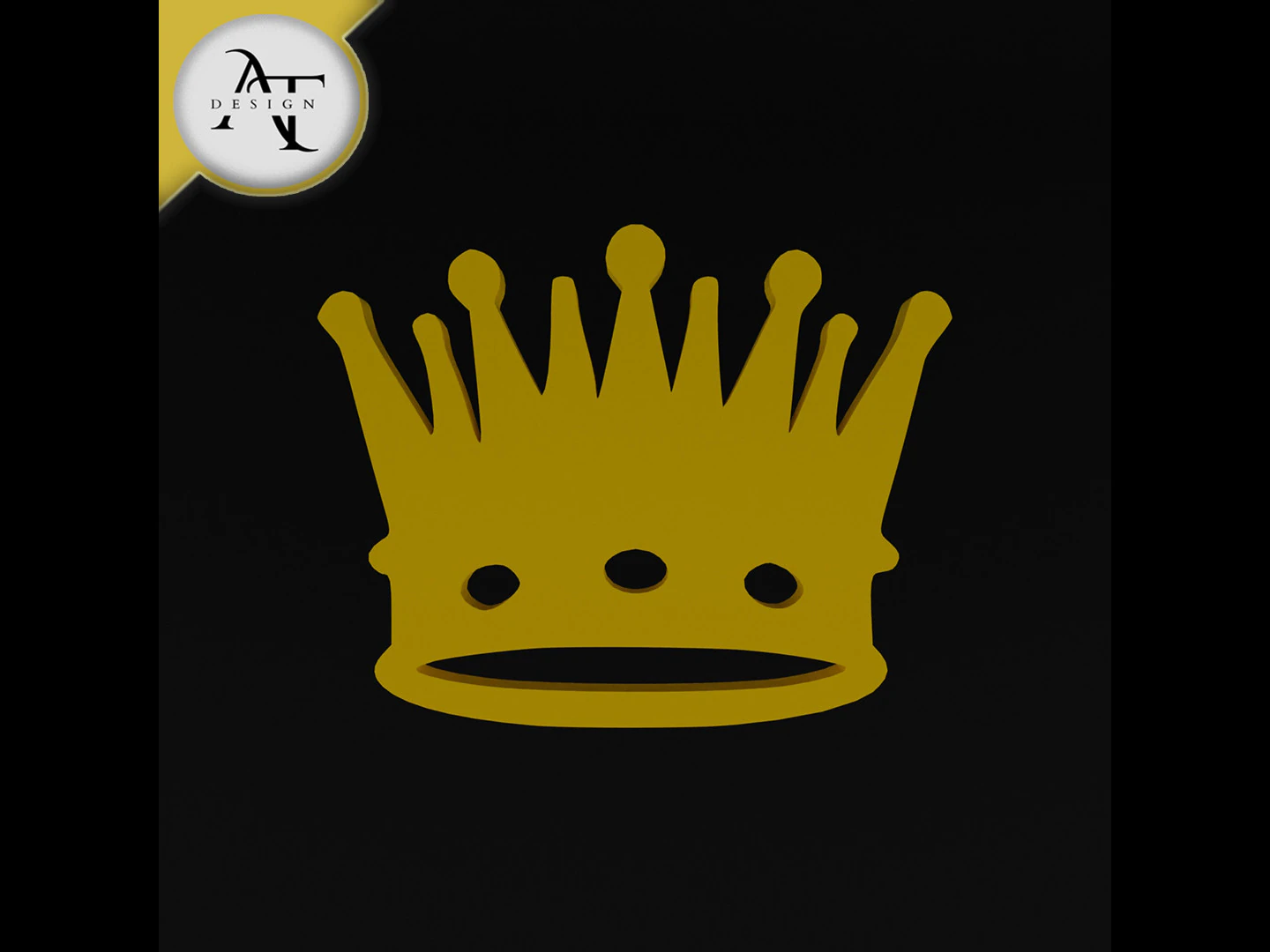 Simple Crown Symbol - 2D Art 3D Model .c4d .max .obj .3ds .fbx .stl .blend 