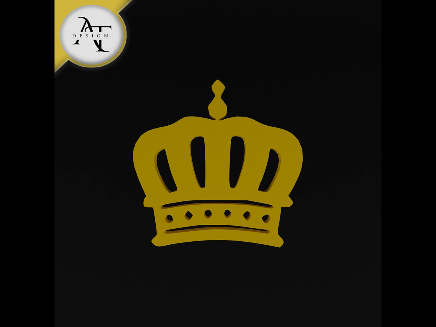 Simple Crown Symbol - 2D Art 3D Model .c4d .max .obj .3ds .fbx .stl .blend