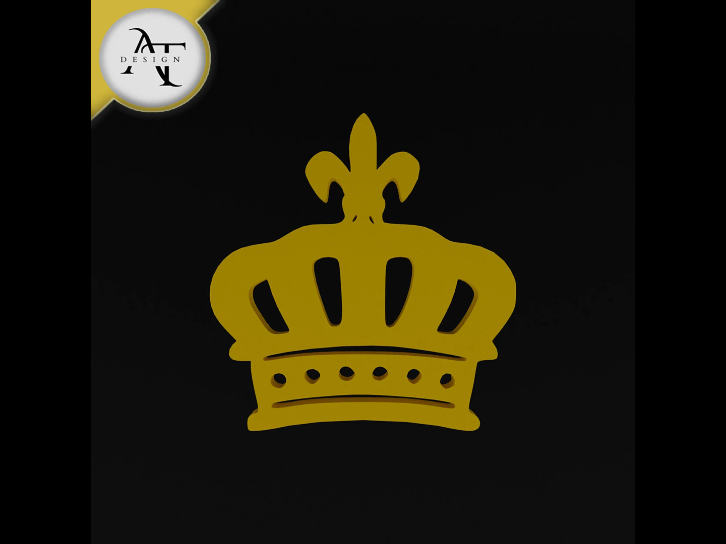 Simple Crown Symbol - 2D Art 3D Model .c4d .max .obj .3ds .fbx .stl .blend 