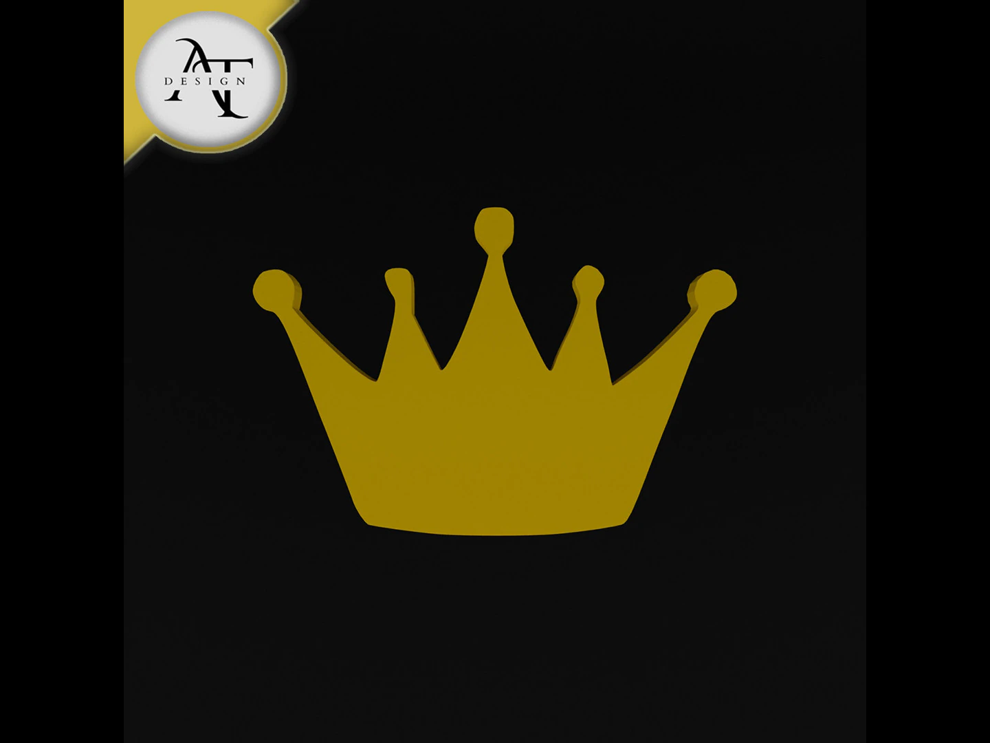 Simple Crown Symbol - 2D Art 3D Model .c4d .max .obj .3ds .fbx .stl .blend