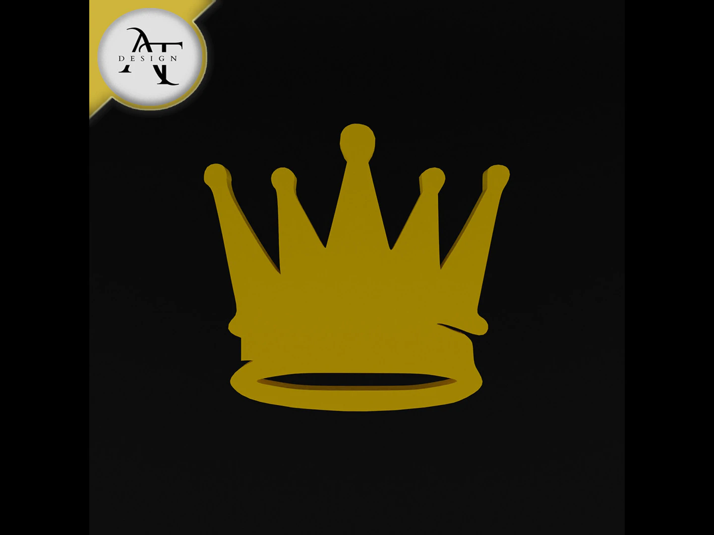 Simple Crown Symbol - 2D Art 3D Model .c4d .max .obj .3ds .fbx .stl .blend 