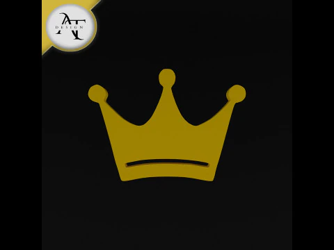 Eenvoudig kroonsymbool - 2D-kunst 3D Model