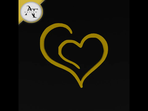 Basit Kalp Sembolü - 2D Sanat 3D Model