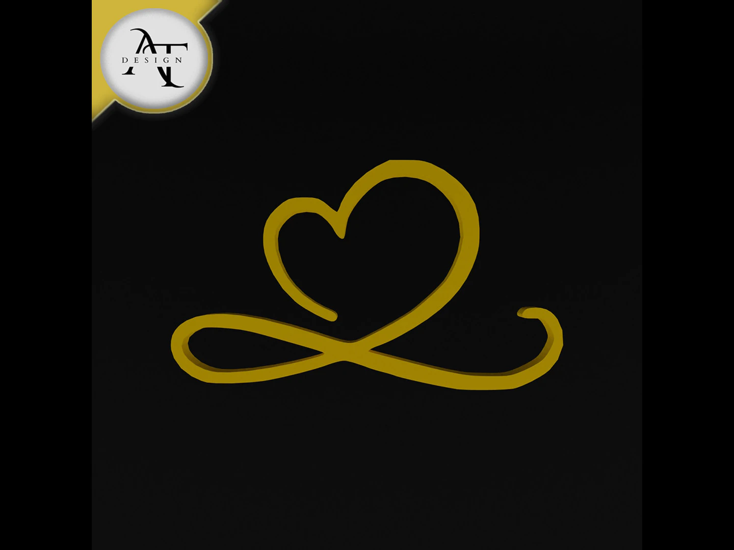 Simple Heart Symbol - 2D Art 3D Model .c4d .max .obj .3ds .fbx .stl .blend 