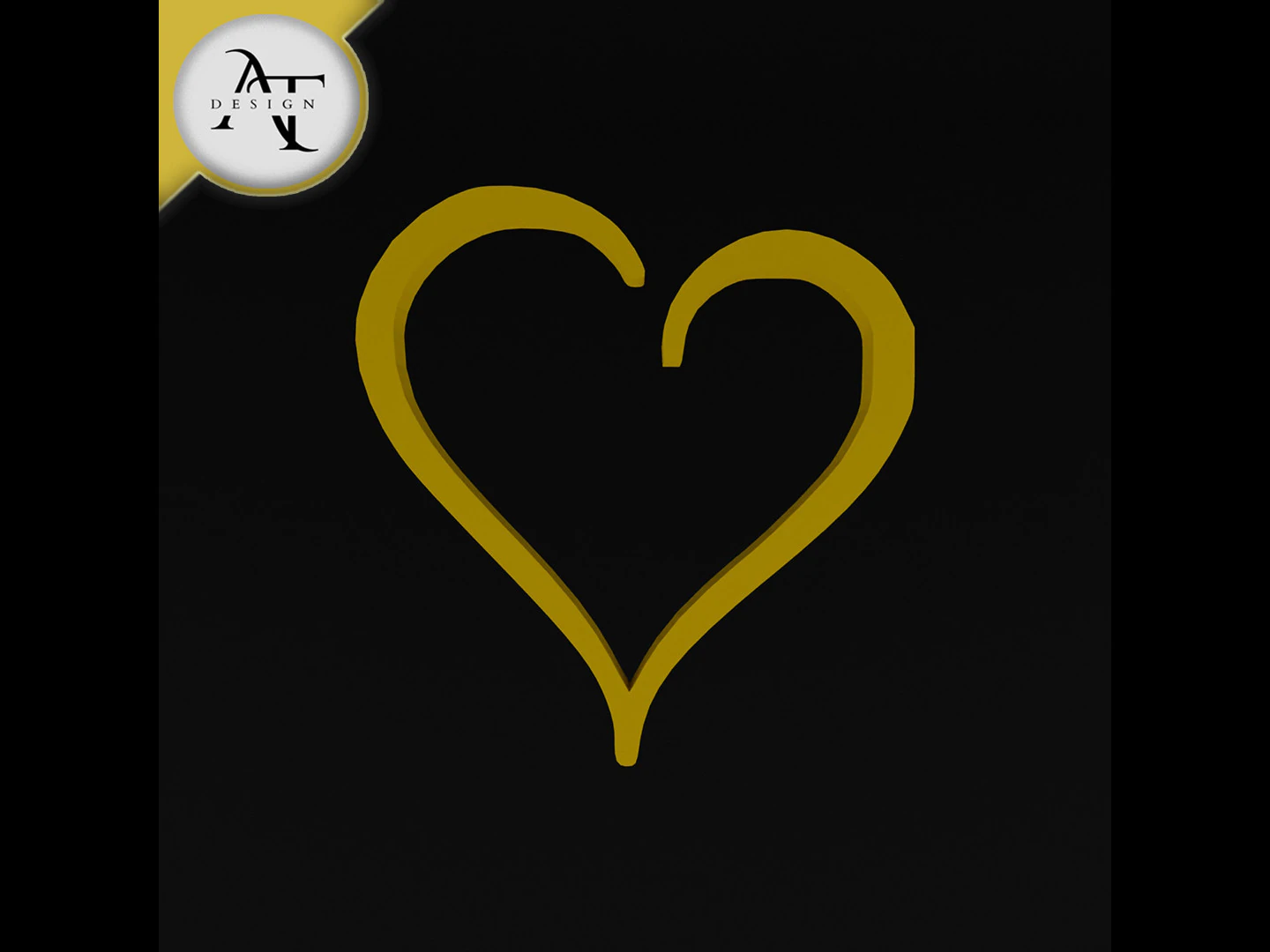 Simple Heart Symbol - 2D Art 3D Model .c4d .max .obj .3ds .fbx .stl .blend
