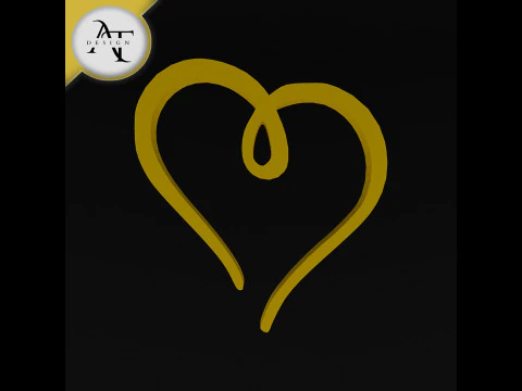 Basit Kalp Sembol&uuml; - 2D Sanat 3D Model