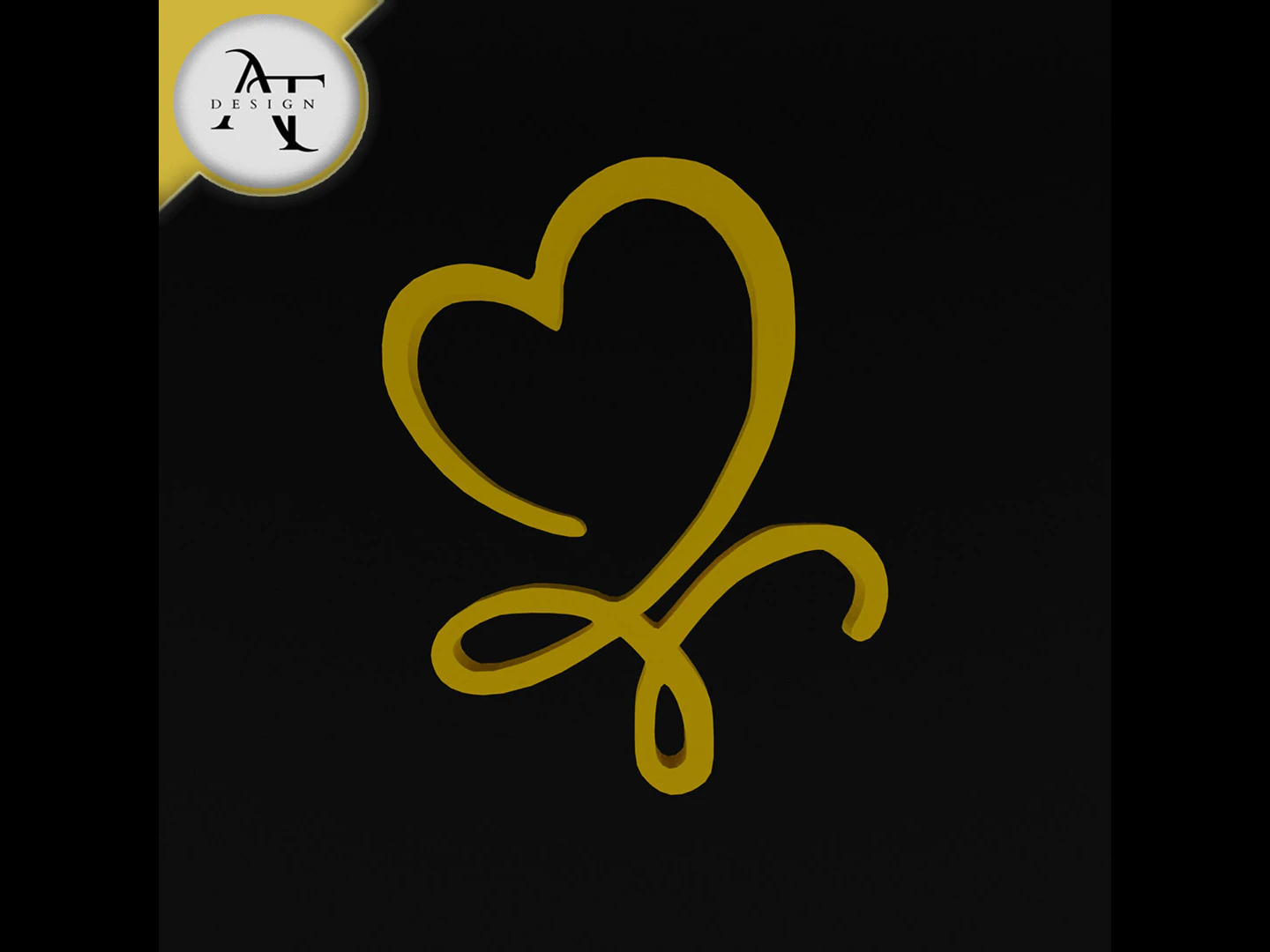Simple Heart Symbol - 2D Art 3D Model .c4d .max .obj .3ds .fbx .stl .blend 