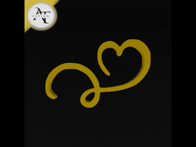 Simple Heart Symbol - 2D Art 3D Model .c4d .max .obj .3ds .fbx .stl .blend