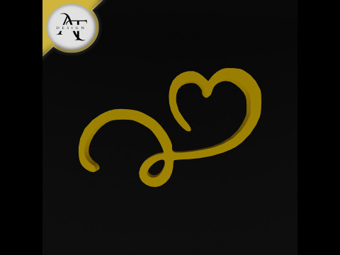 Simple Heart Symbol - 2D Art 3D Model