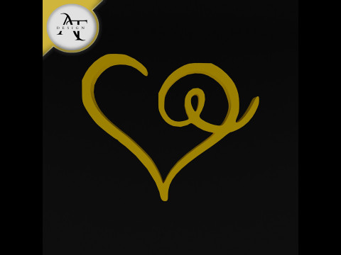 Simple Heart Symbol - 2D Art 3D Model