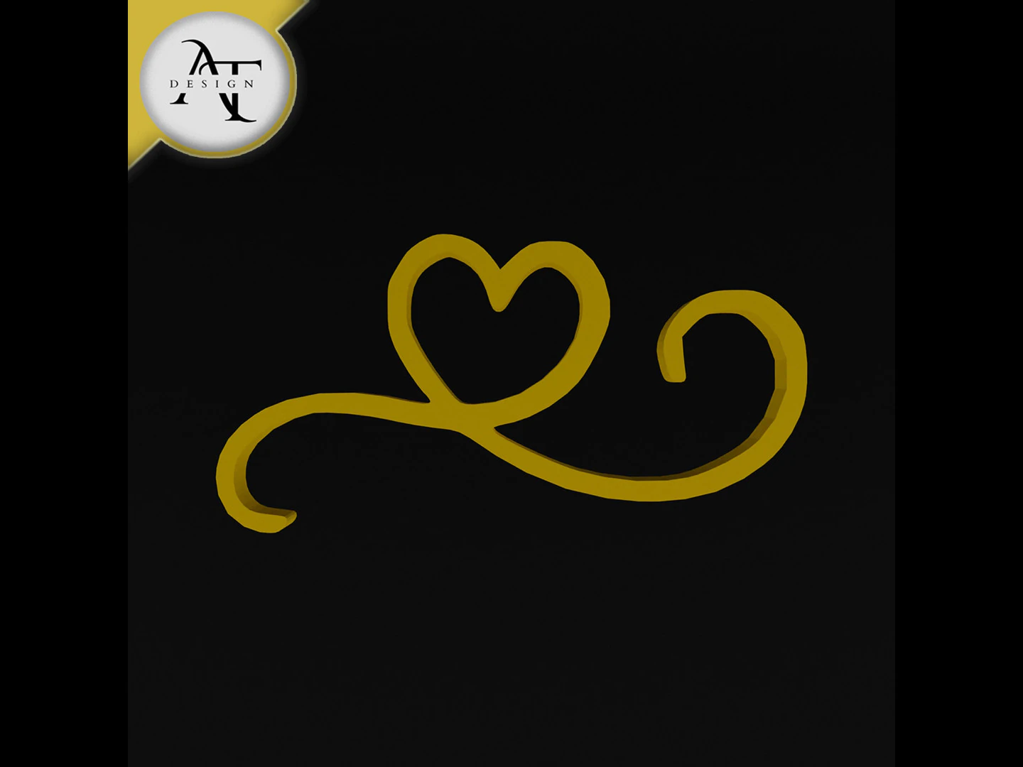 Simple Heart Symbol - 2D Art 3D Model .c4d .max .obj .3ds .fbx .stl .blend 