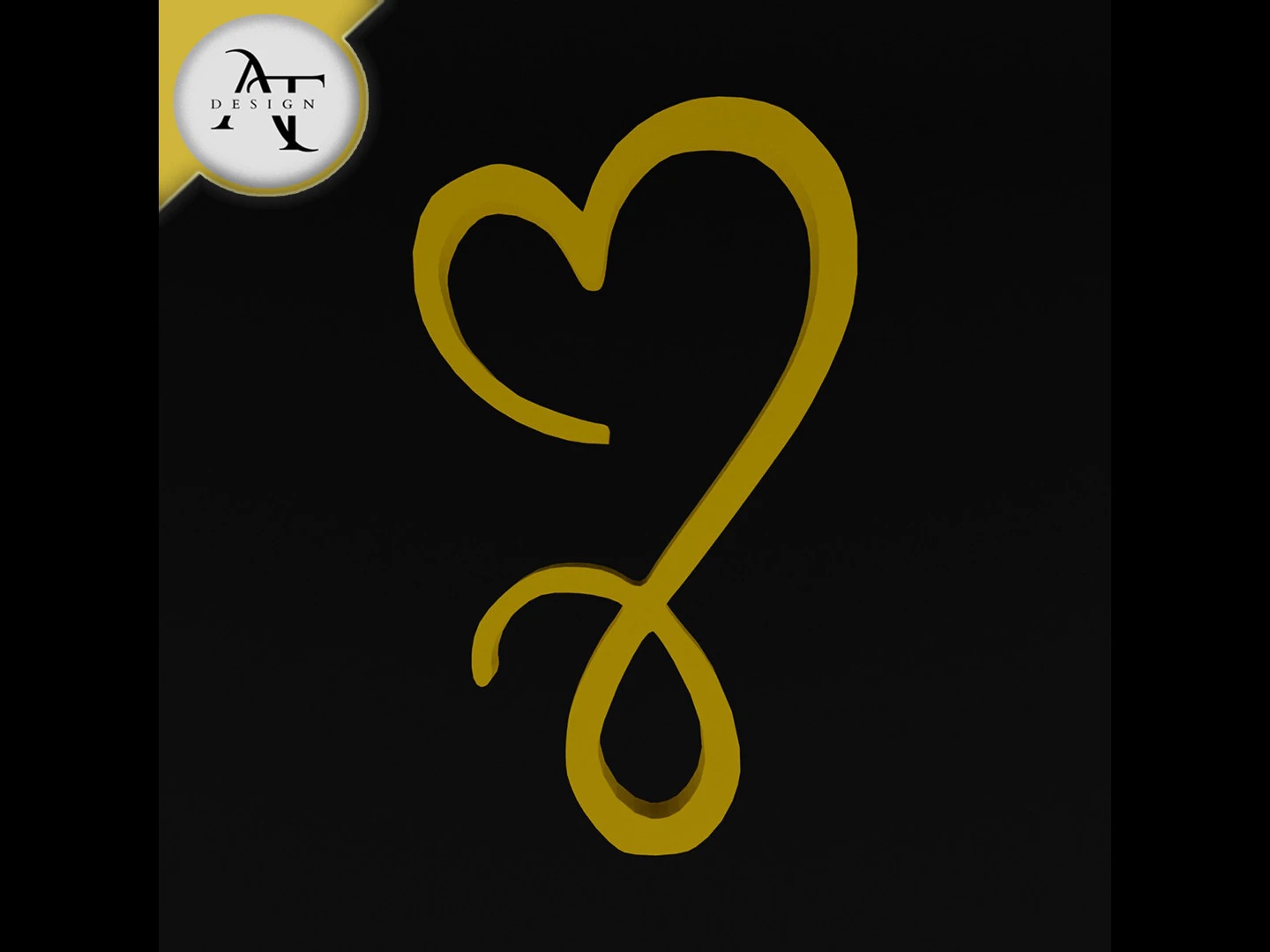 Simple Heart Symbol - 2D Art 3D Model .c4d .max .obj .3ds .fbx .stl .blend