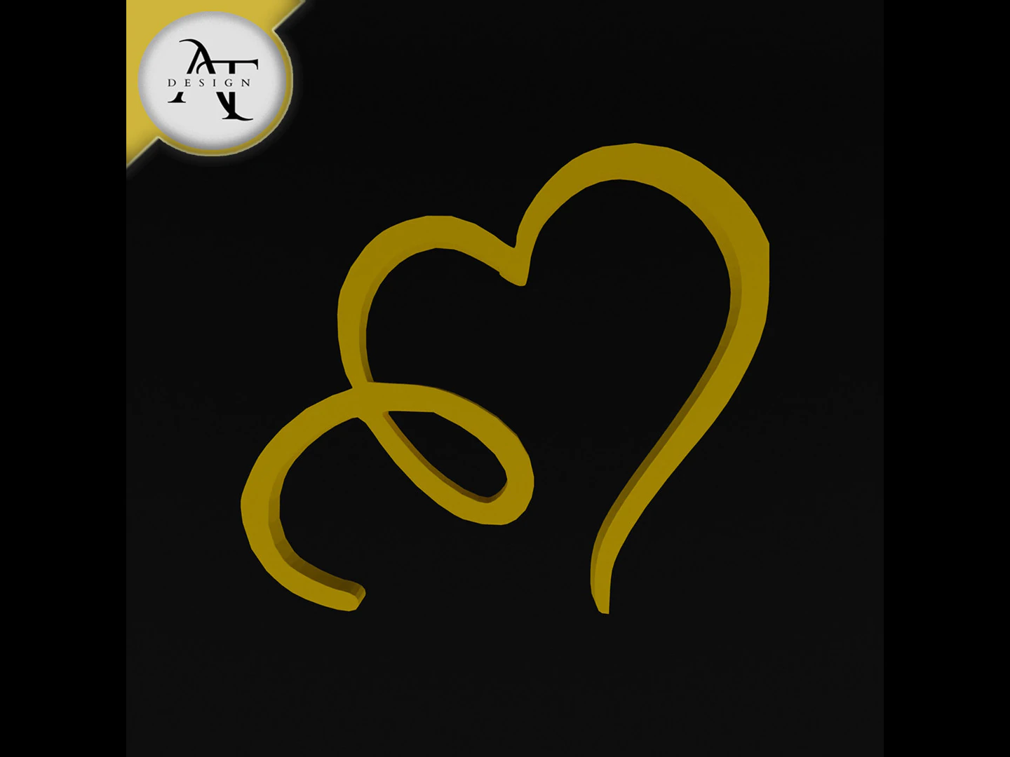 Simple Heart Symbol - 2D Art 3D Model .c4d .max .obj .3ds .fbx .stl .blend