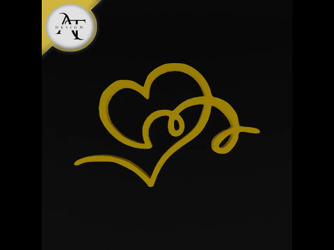 Einfaches Herzsymbol - 2D-Kunst 3D Modell