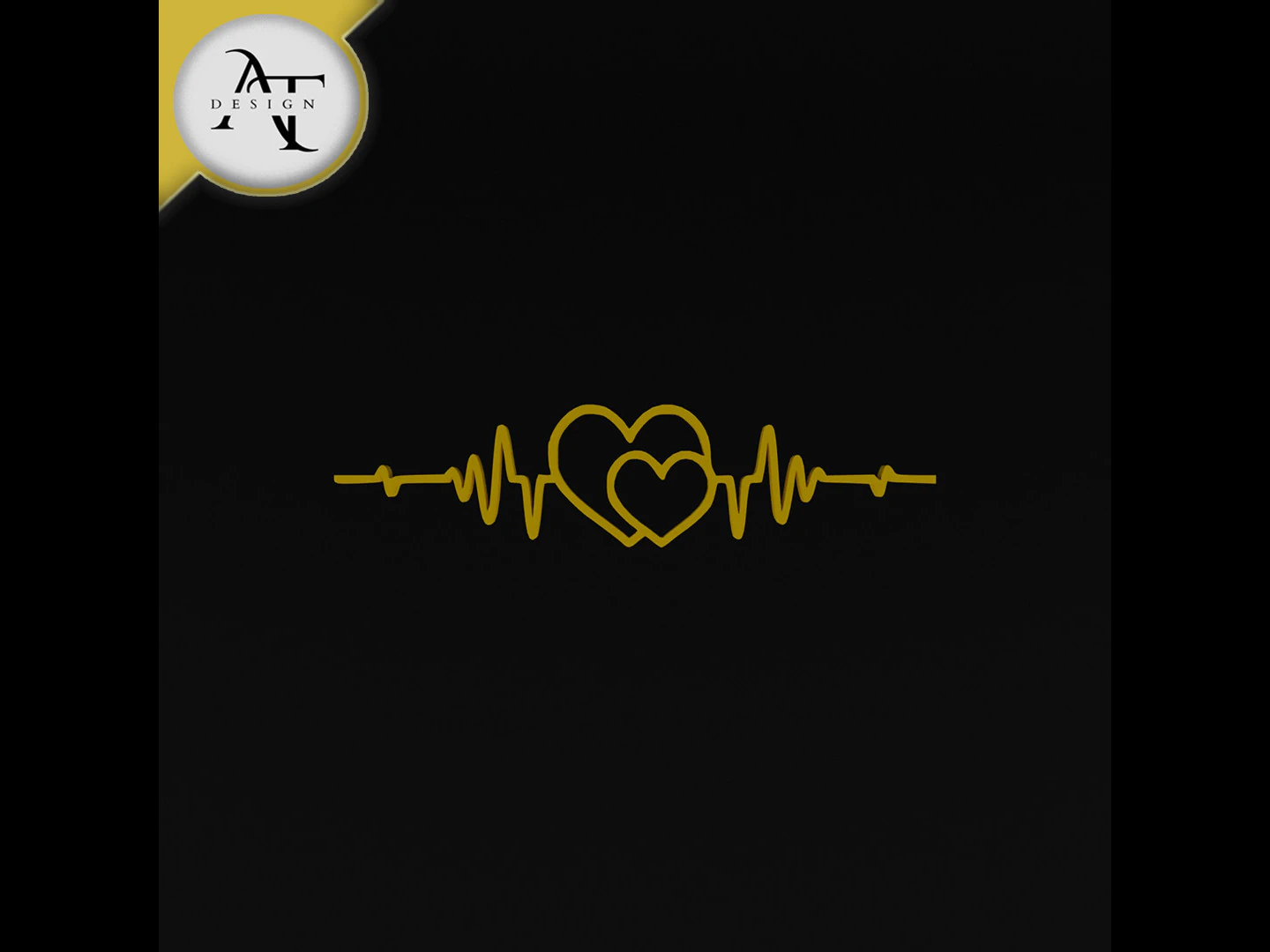 Heartbeat Symbol - 2D Art 3D Model .c4d .max .obj .3ds .fbx .stl .blend 