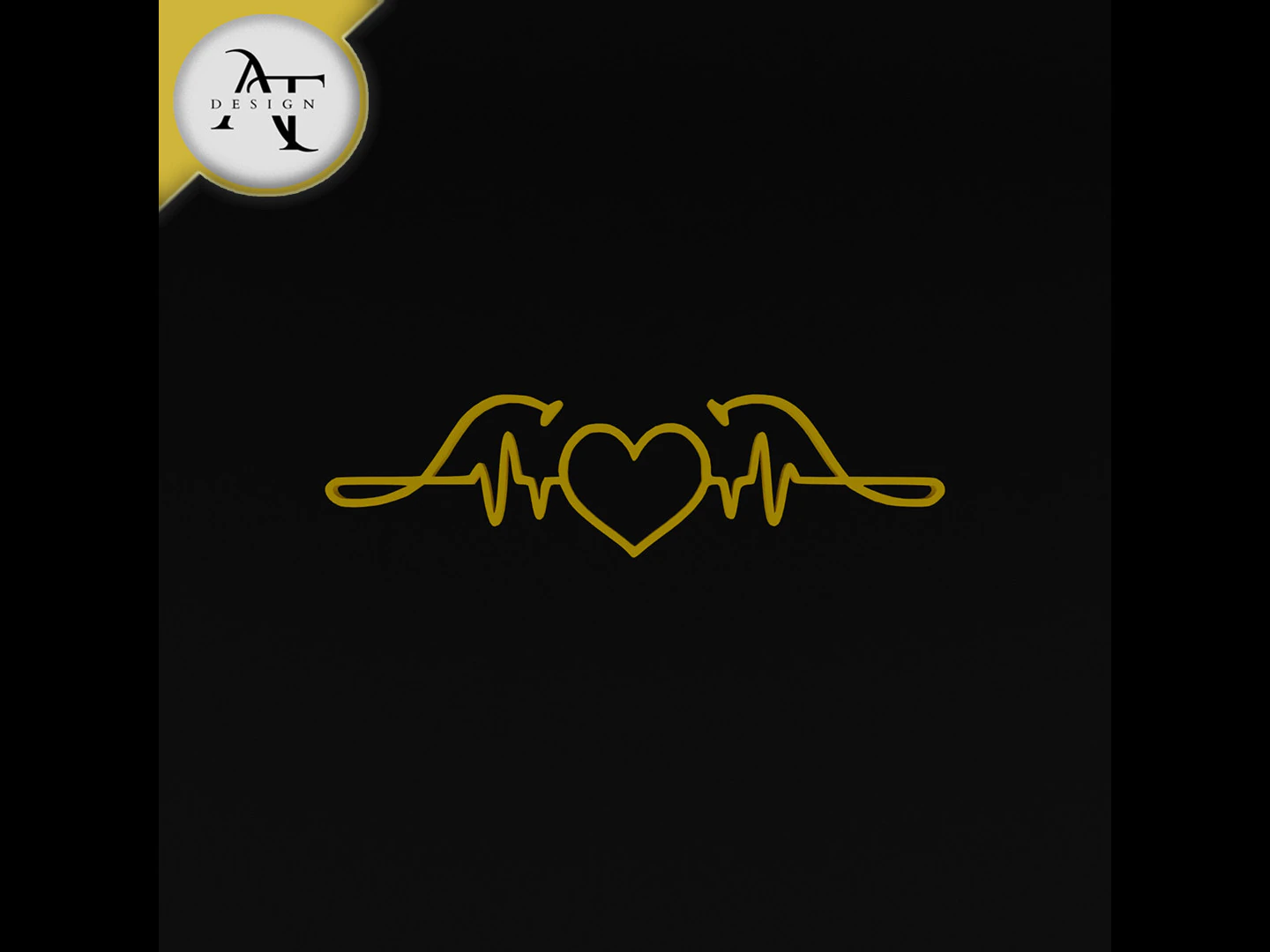 Heartbeat Symbol - 2D Art 3D Model .c4d .max .obj .3ds .fbx .stl .blend 