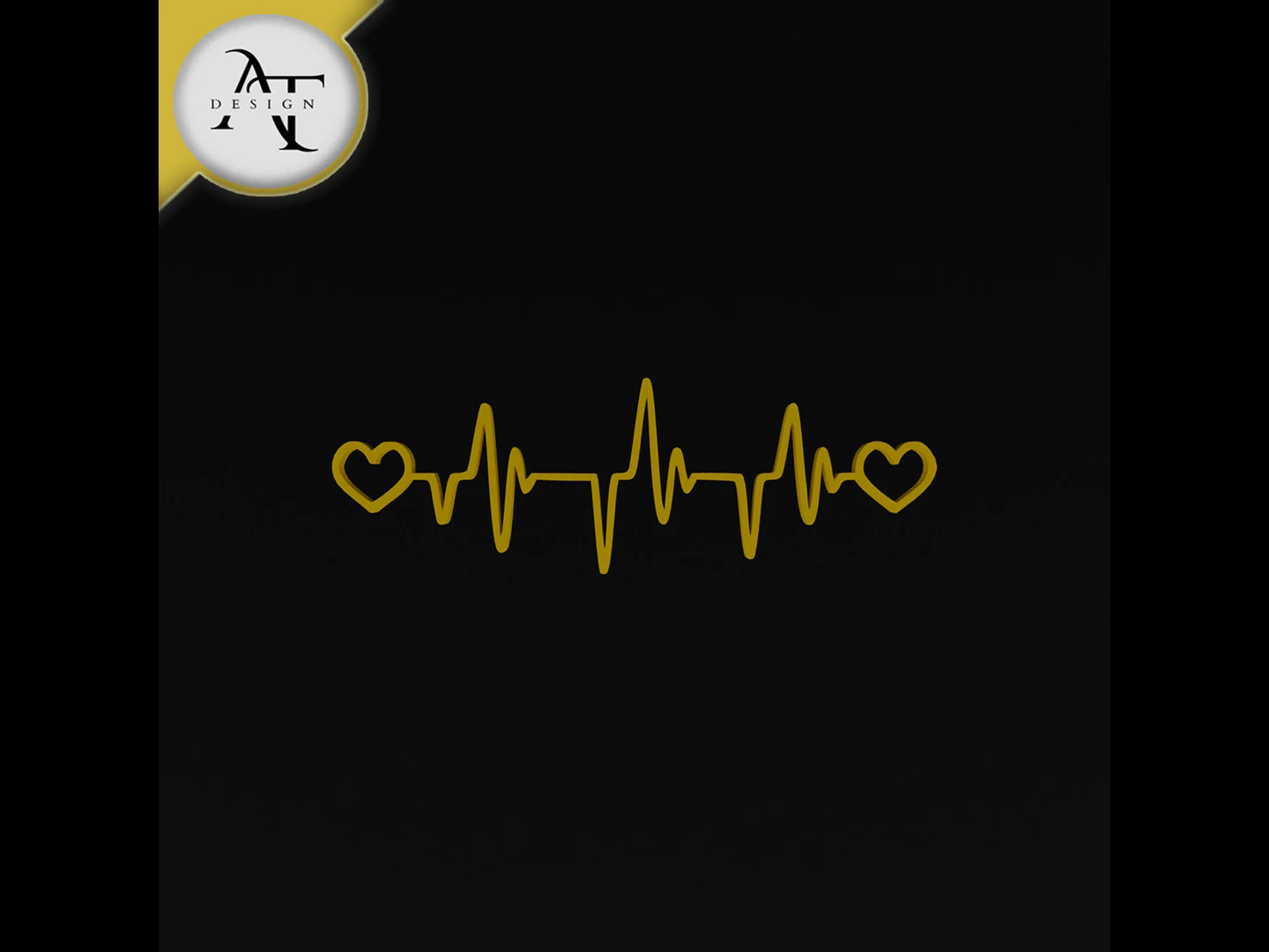 Heartbeat Symbol - 2D Art 3D Model .c4d .max .obj .3ds .fbx .stl .blend 