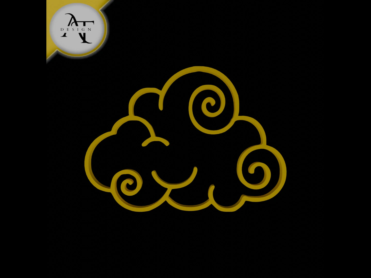 Simple Cloud Symbol - 2D Art 3D Model .c4d .max .obj .3ds .fbx .stl .blend 