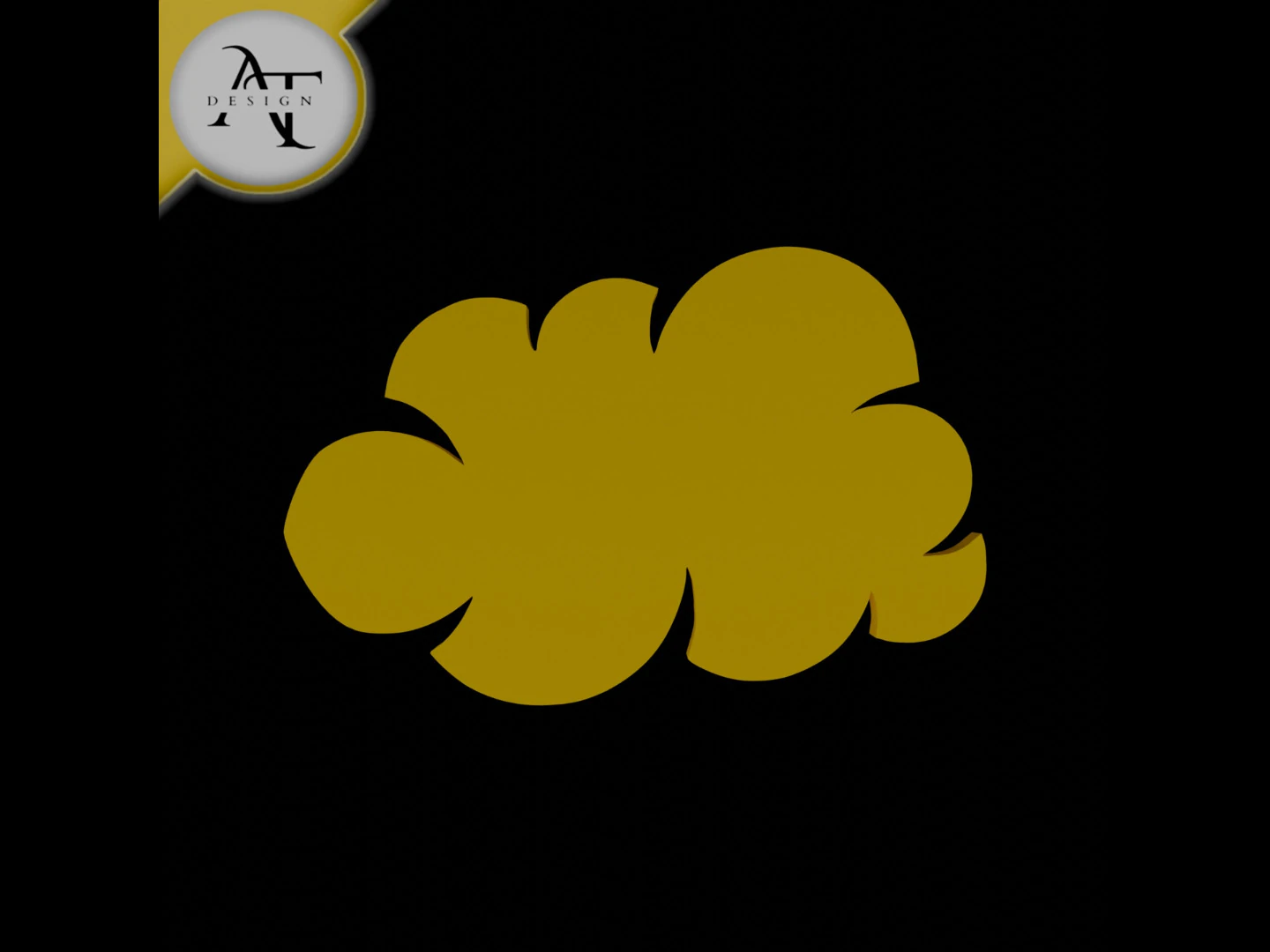 Simple Cloud Symbol - 2D Art 3D Model .c4d .max .obj .3ds .fbx .stl .blend 