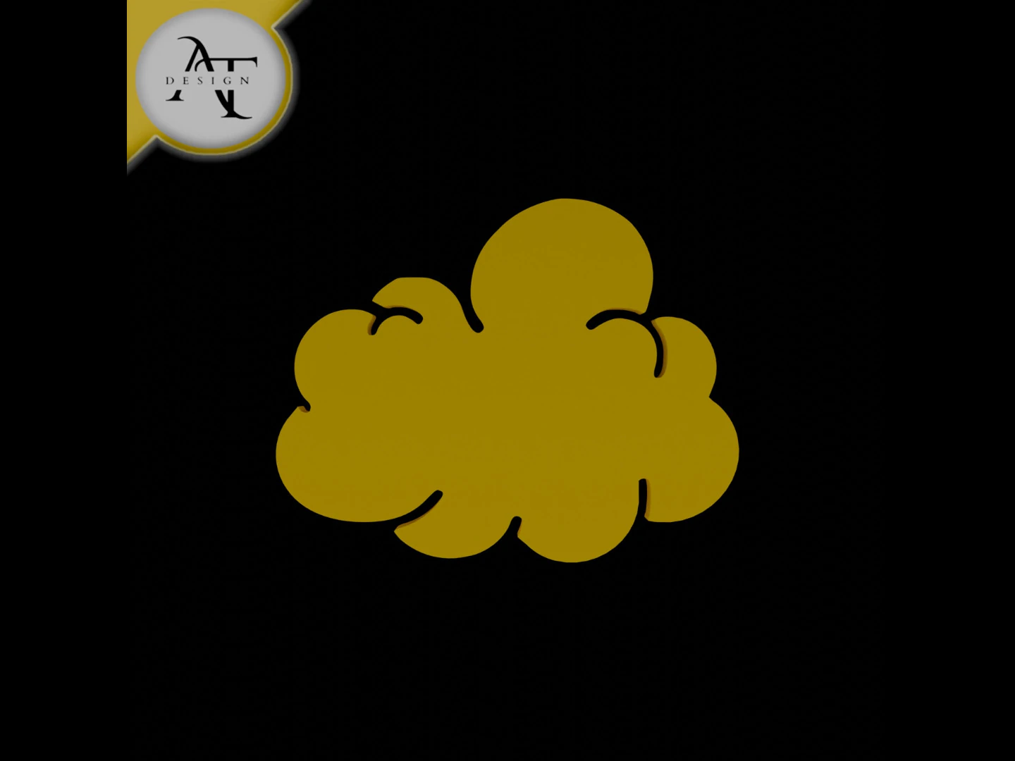 Simple Cloud Symbol - 2D Art 3D Model .c4d .max .obj .3ds .fbx .stl .blend