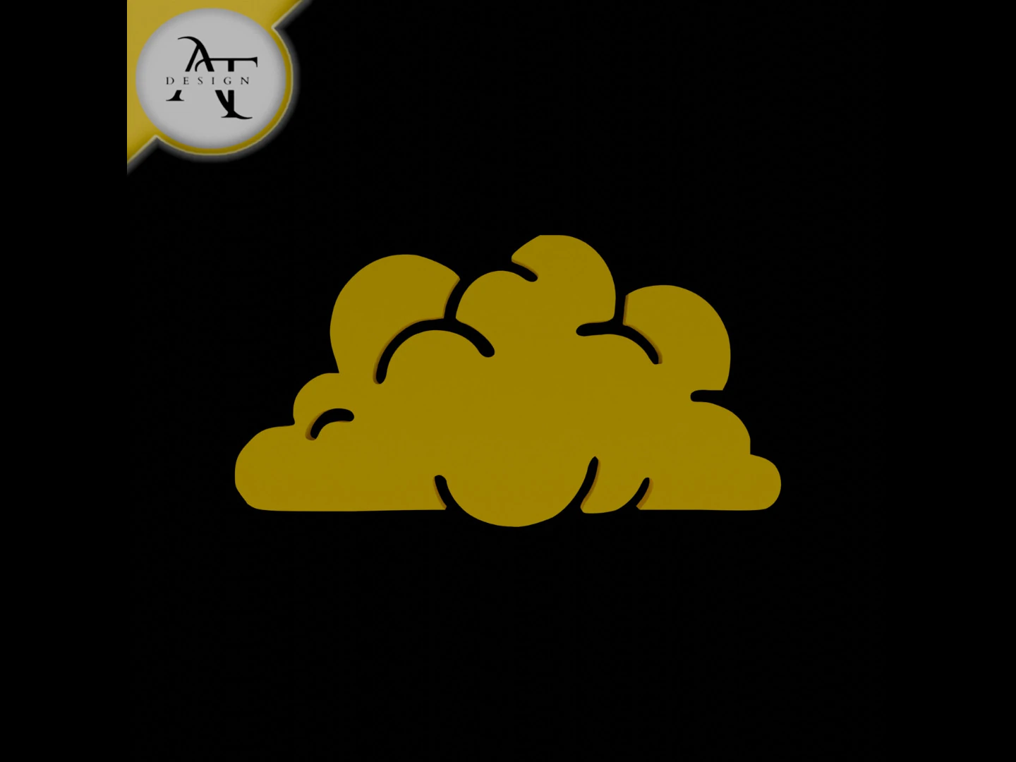 Simple Cloud Symbol - 2D Art 3D Model .c4d .max .obj .3ds .fbx .stl .blend 