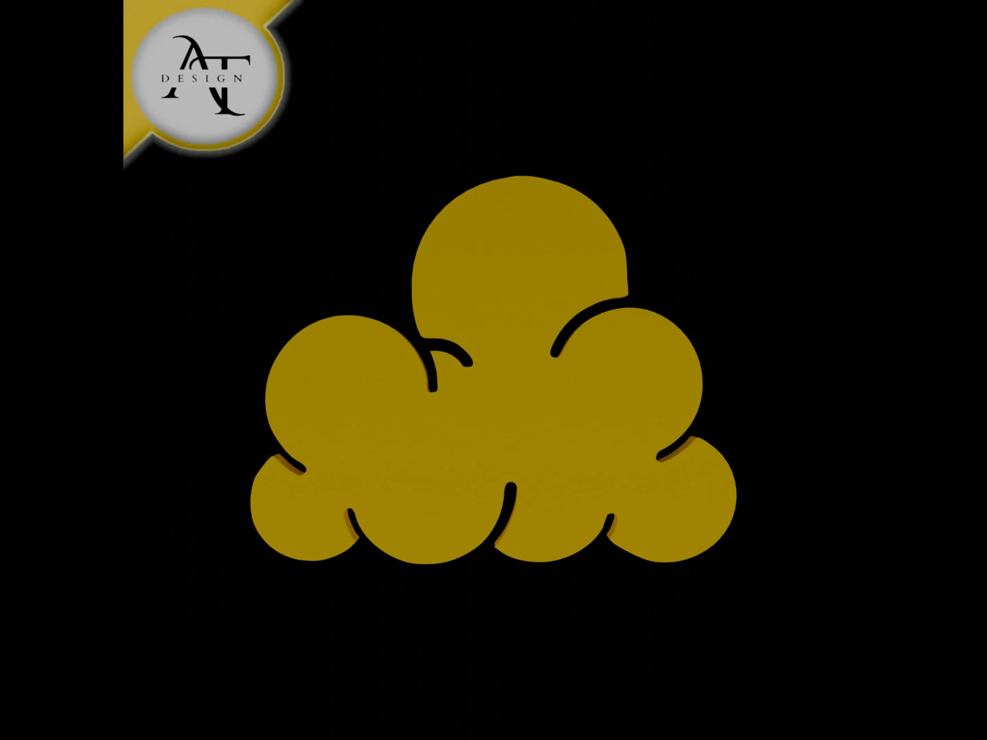 Simple Cloud Symbol - 2D Art 3D Model .c4d .max .obj .3ds .fbx .stl .blend