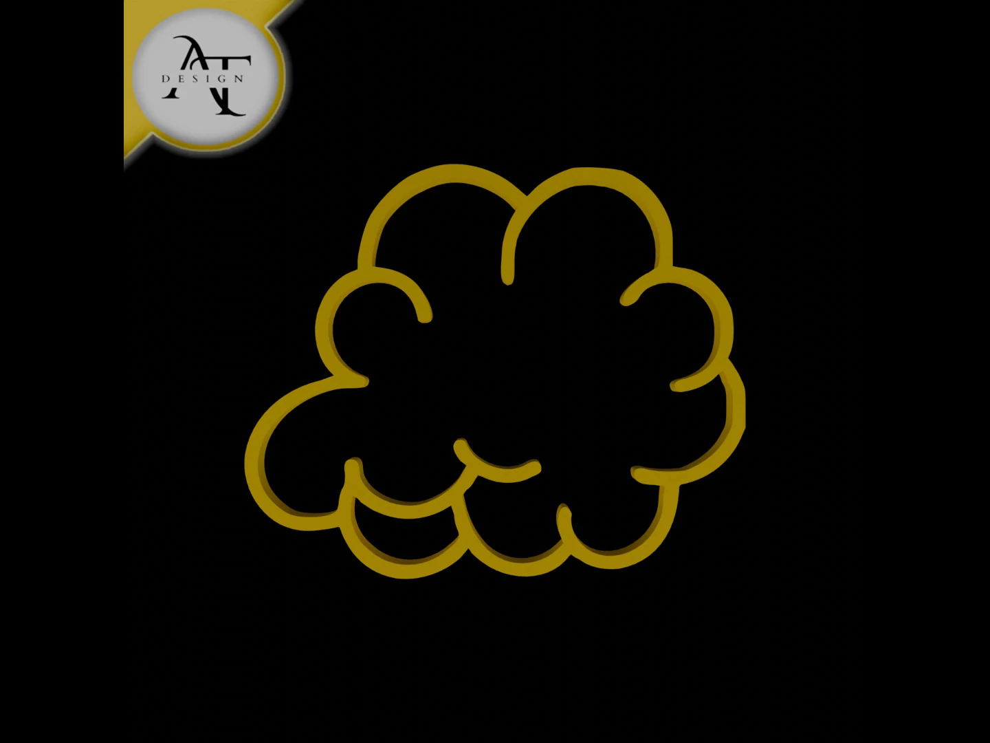 Simple Cloud Symbol - 2D Art 3D Model .c4d .max .obj .3ds .fbx .stl .blend 