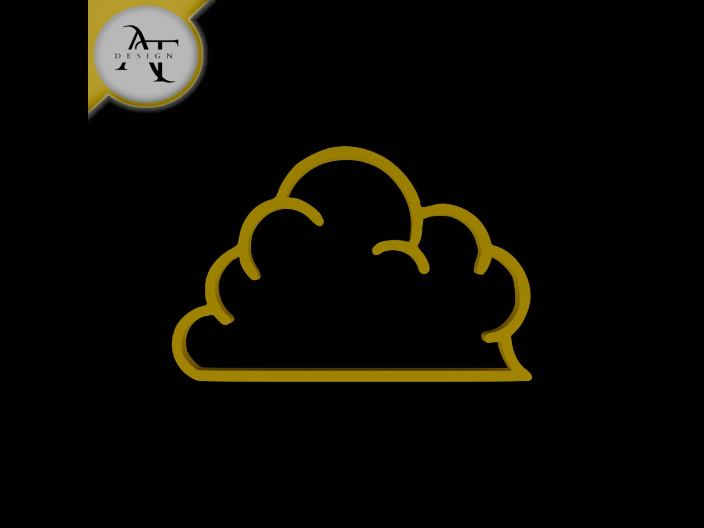 Simple Cloud Symbol - 2D Art 3D Model .c4d .max .obj .3ds .fbx .stl .blend 