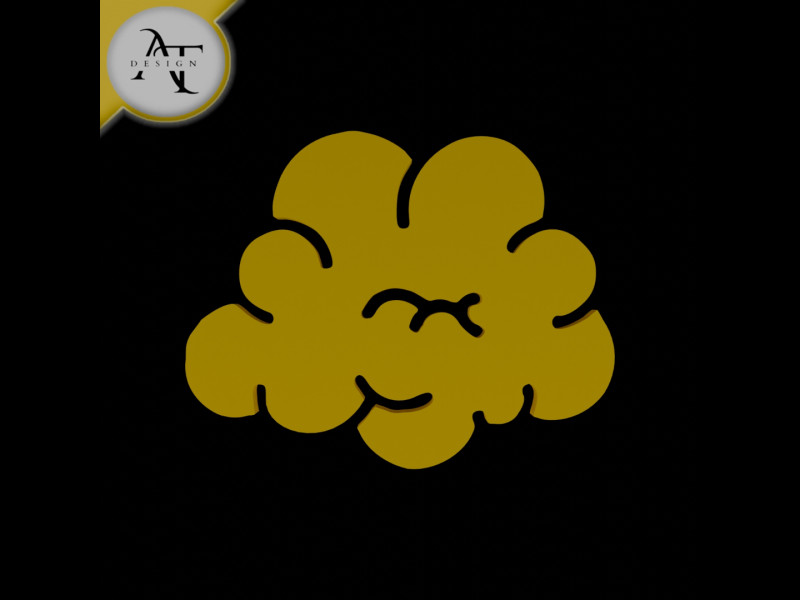 Simple Cloud Symbol - 2D Art 3D Model .c4d .max .obj .3ds .fbx .stl .blend