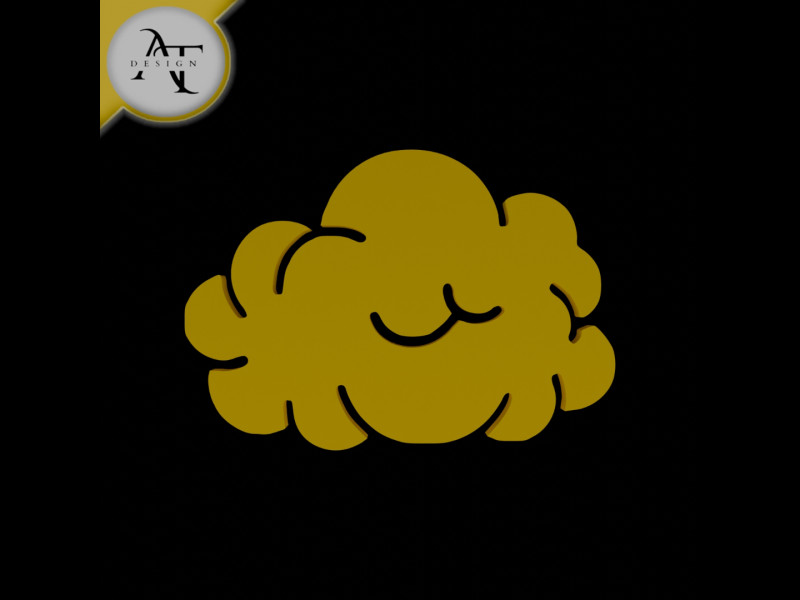 Simple Cloud Symbol - 2D Art 3D Model .c4d .max .obj .3ds .fbx .stl .blend