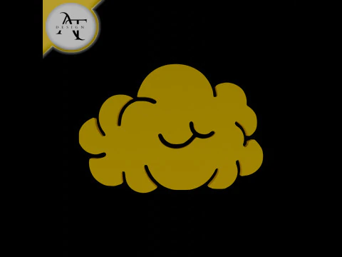 सरल बादल प्रतीक - 2डी कला 3D मॉडल