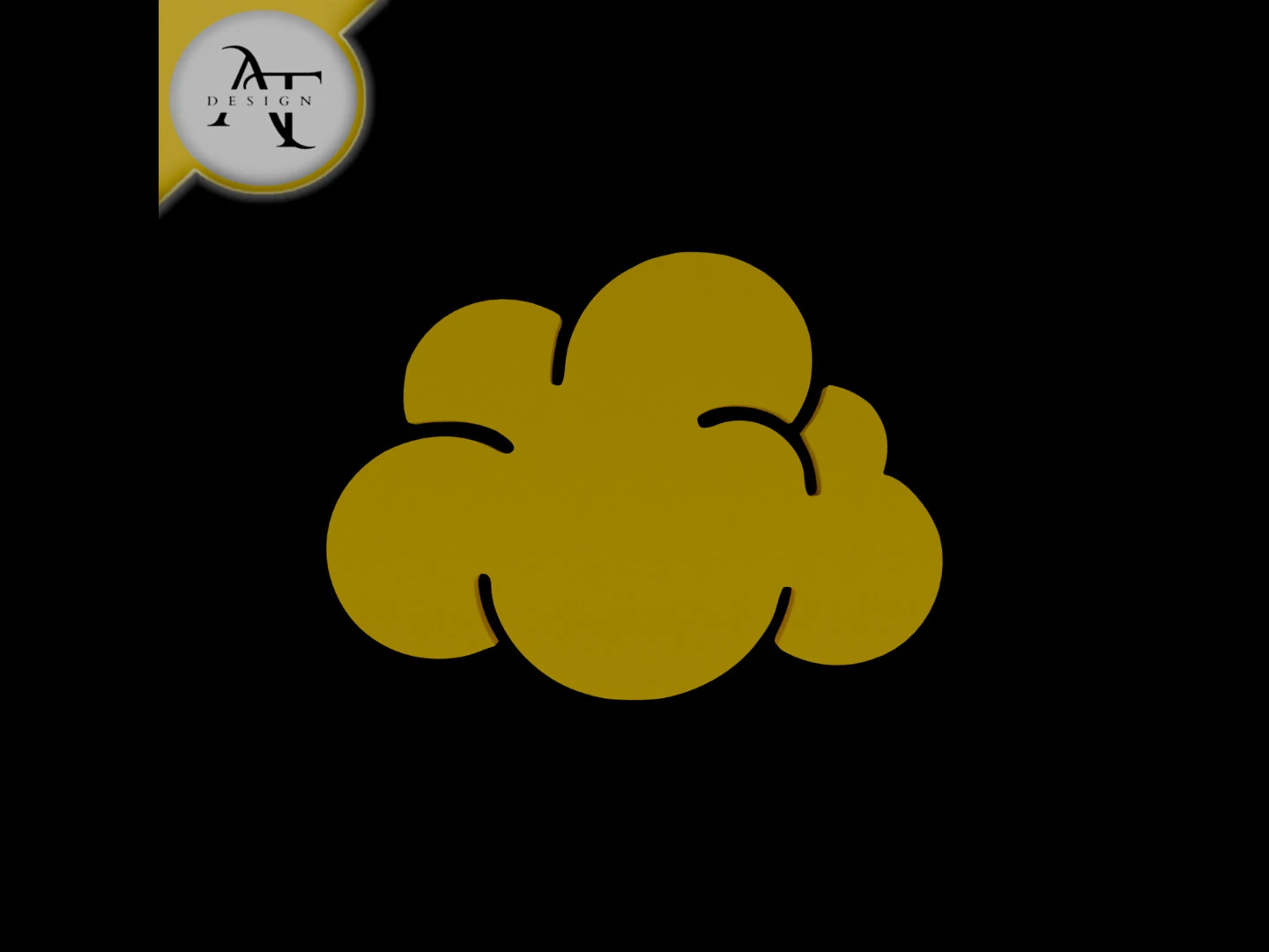 Simple Cloud Symbol - 2D Art 3D Model .c4d .max .obj .3ds .fbx .stl .blend