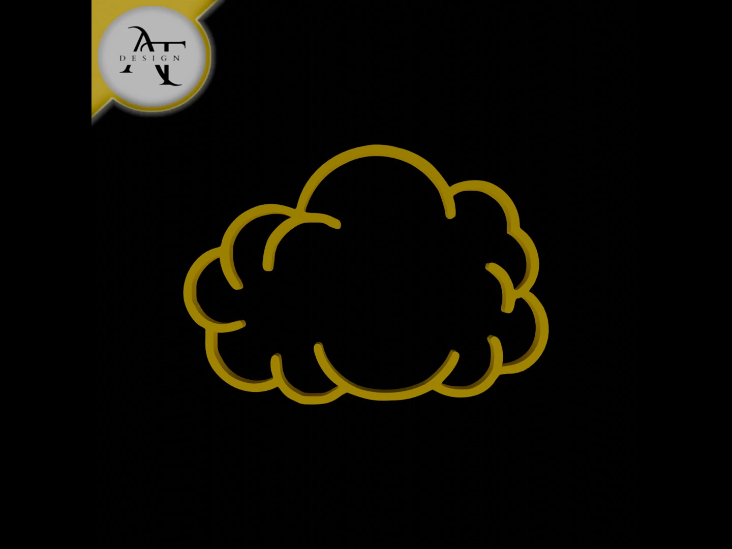 Simple Cloud Symbol - 2D Art 3D Model .c4d .max .obj .3ds .fbx .stl .blend
